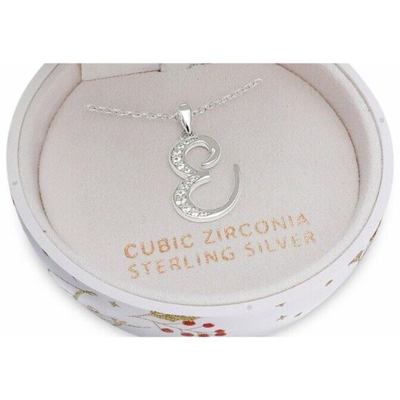 Sterling Silver 'E' Initial Necklace w/ Christmas Ornament Gift Box Stunning NWT - Picture 2 of 5